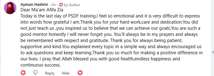 Student feedback and review screenshot 10
