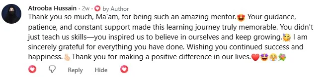 Student feedback and review screenshot 15