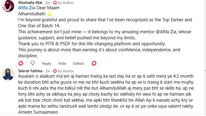 Student feedback and review screenshot 19