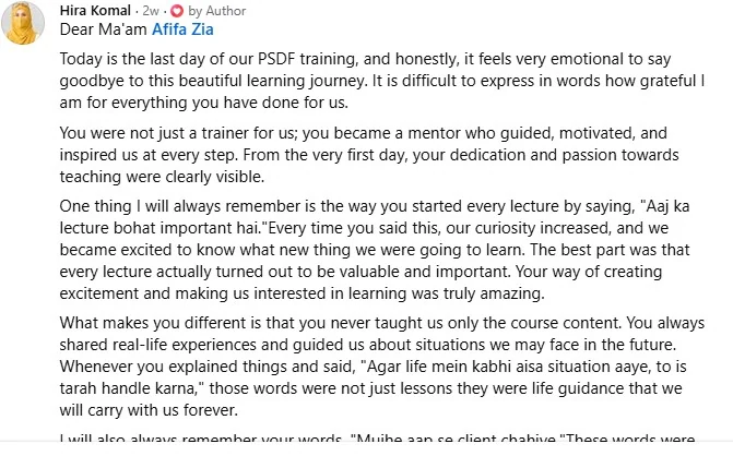 Student feedback and review screenshot 22