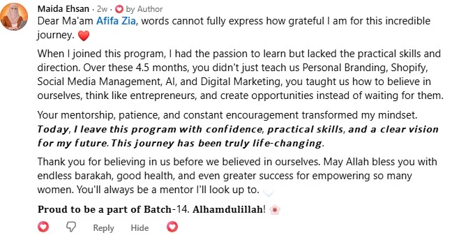 Student feedback and review screenshot 24