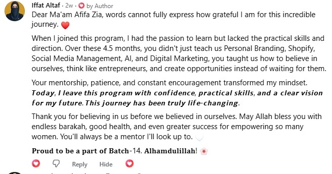 Student feedback and review screenshot 25