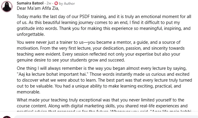Student feedback and review screenshot 30