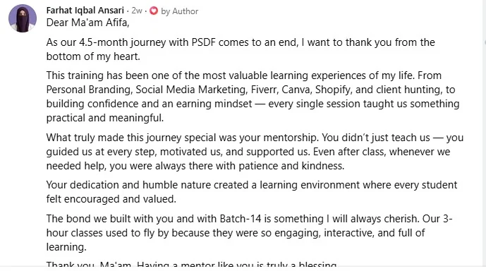Student feedback and review screenshot 31