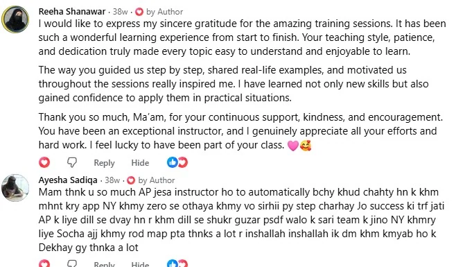 Student feedback and review screenshot 40