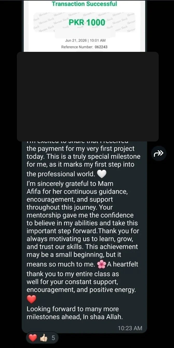 First Earning - PKR 1,000 first project payment
