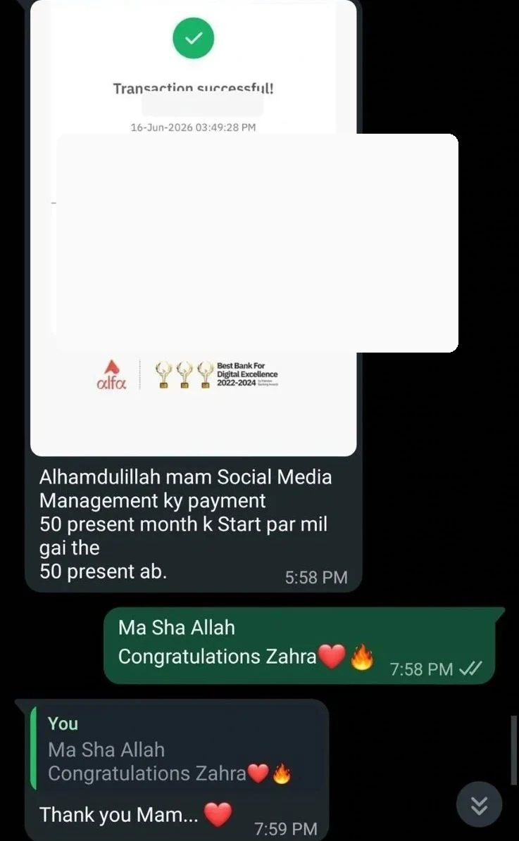 Project Payment - PKR 20,000 social media management payment