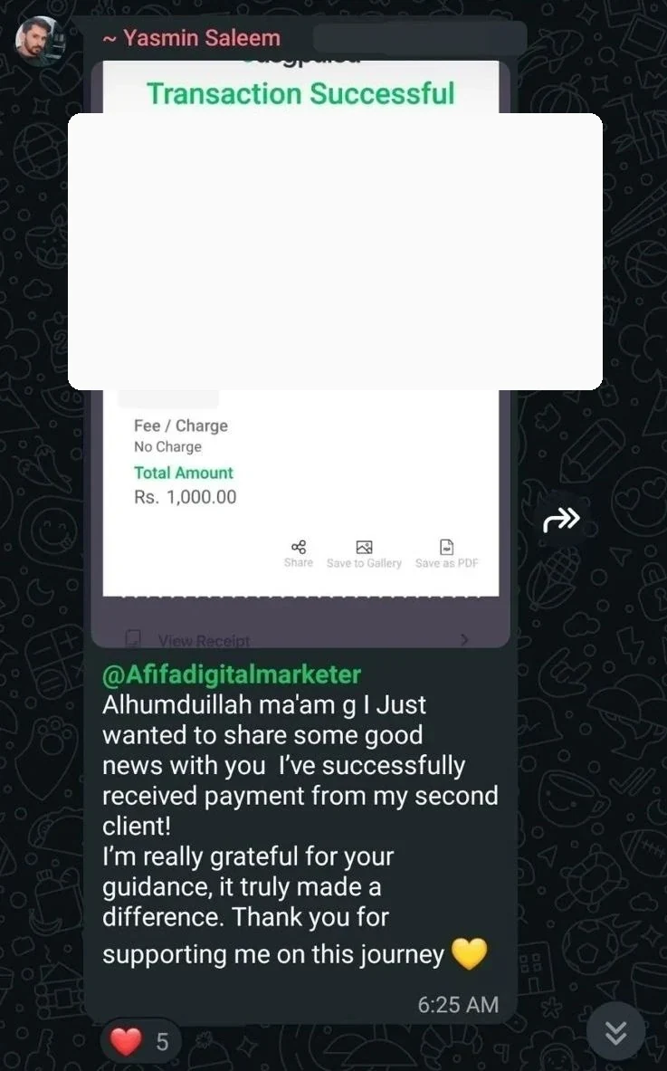 Second Client - PKR 1,000 second client payment