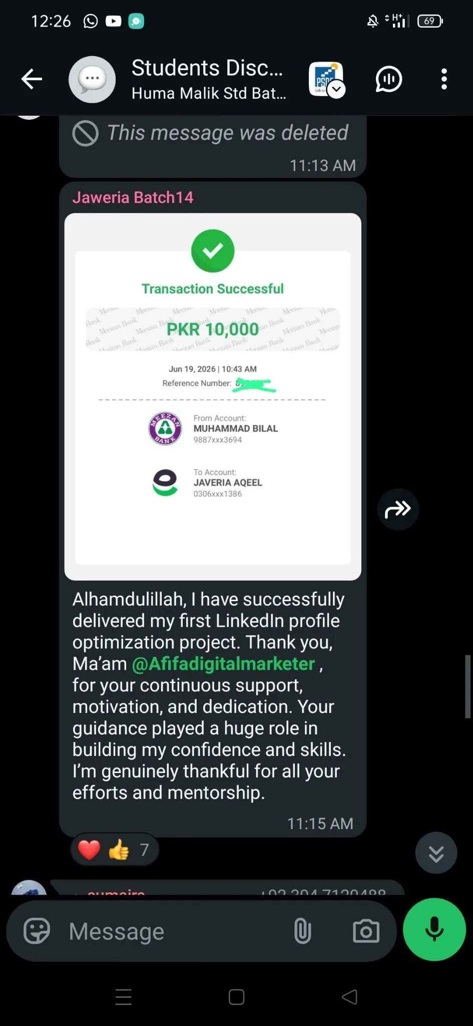 Payment Proof - LinkedIn profile optimisation payment