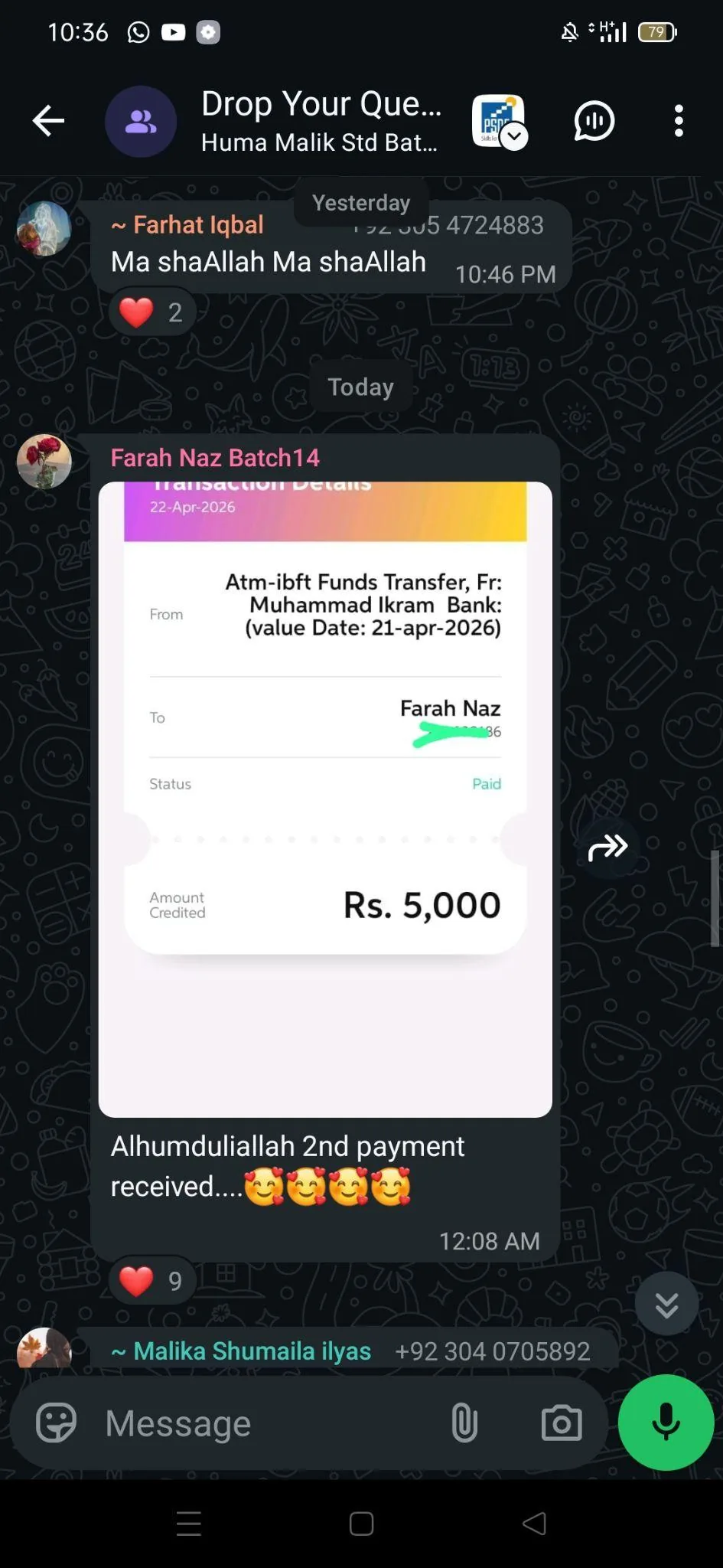 Repeat Payment - Second payment received