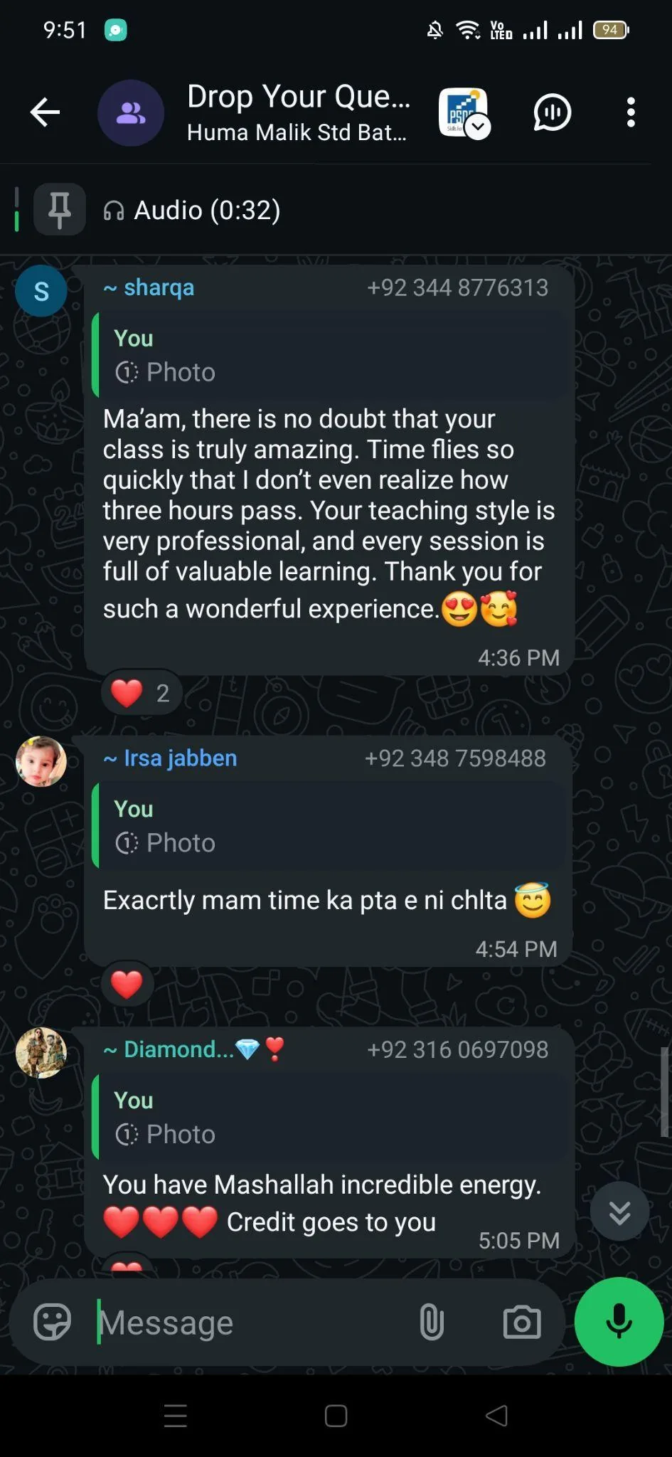 Teaching Review - Students praise Afifa's energy and teaching