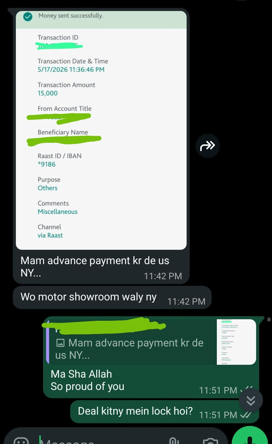 Advance Payment - Advance payment received from a client